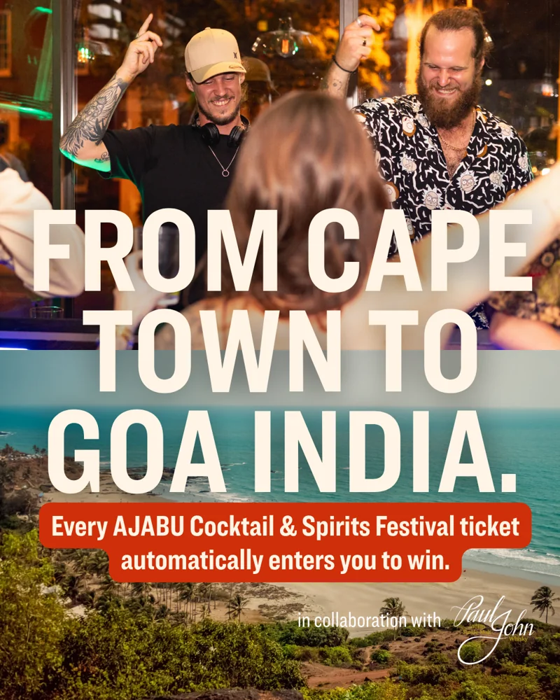 AJABU Festival AJABU Goa prize campaign artwork 1: flights, accommodation, distillery tour and excursions